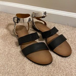BCBG Black/snakeskin sandals